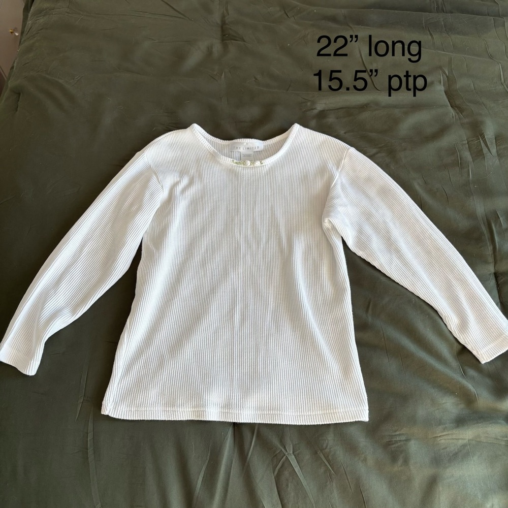 The Limited Long Sleeve Ribbed Top - White